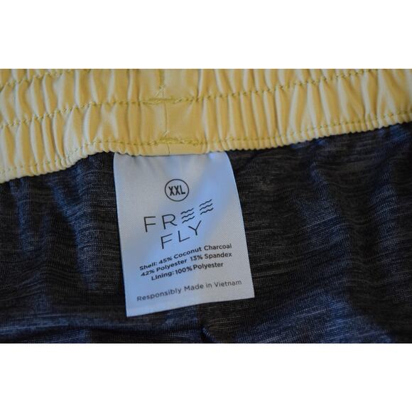 Free Fly Reverb Shorts Mens 2XL Yellow Lined Athletic Drawstring Pockets - Picture 3 of 4
